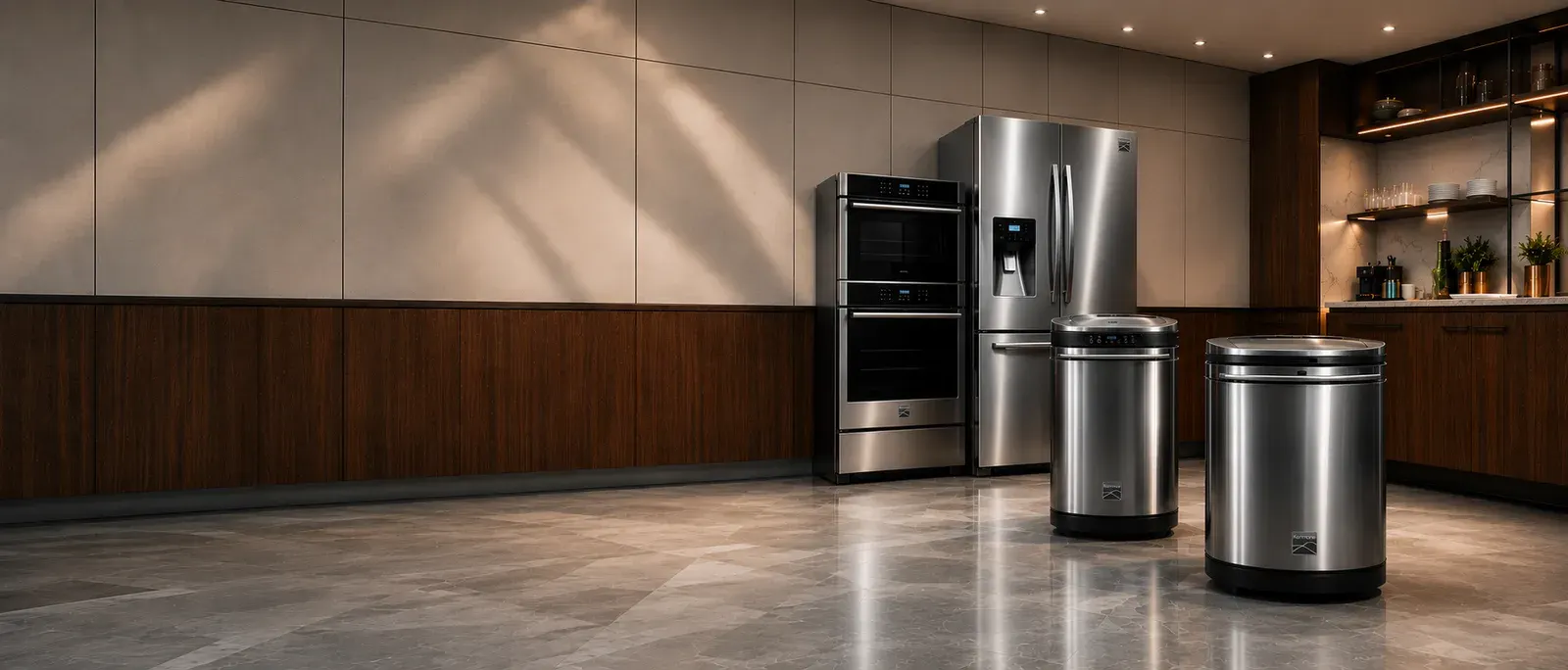 A modern kitchen with Kenmore appliances.