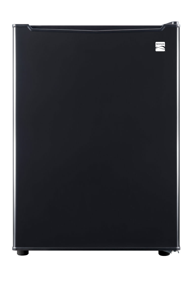 Kenmore 2.5 cubic foot fridge, black, front.