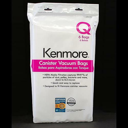 Kenmore 53292  6 pk Type Q HEPA Vacuum Bags  for Canister Vacuums