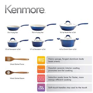 Kenmore Arlington Nonstick Ceramic Coated Forged Aluminum Induction Cookware with Bakelite Handles, 12-Piece Set, Metallic…