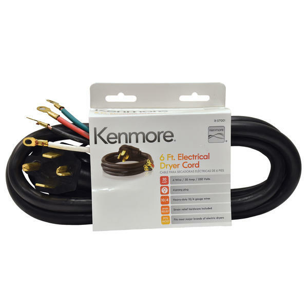 Kenmore 99921 57001 4-Prong 6' Round Dryer Cord &#8211; Black