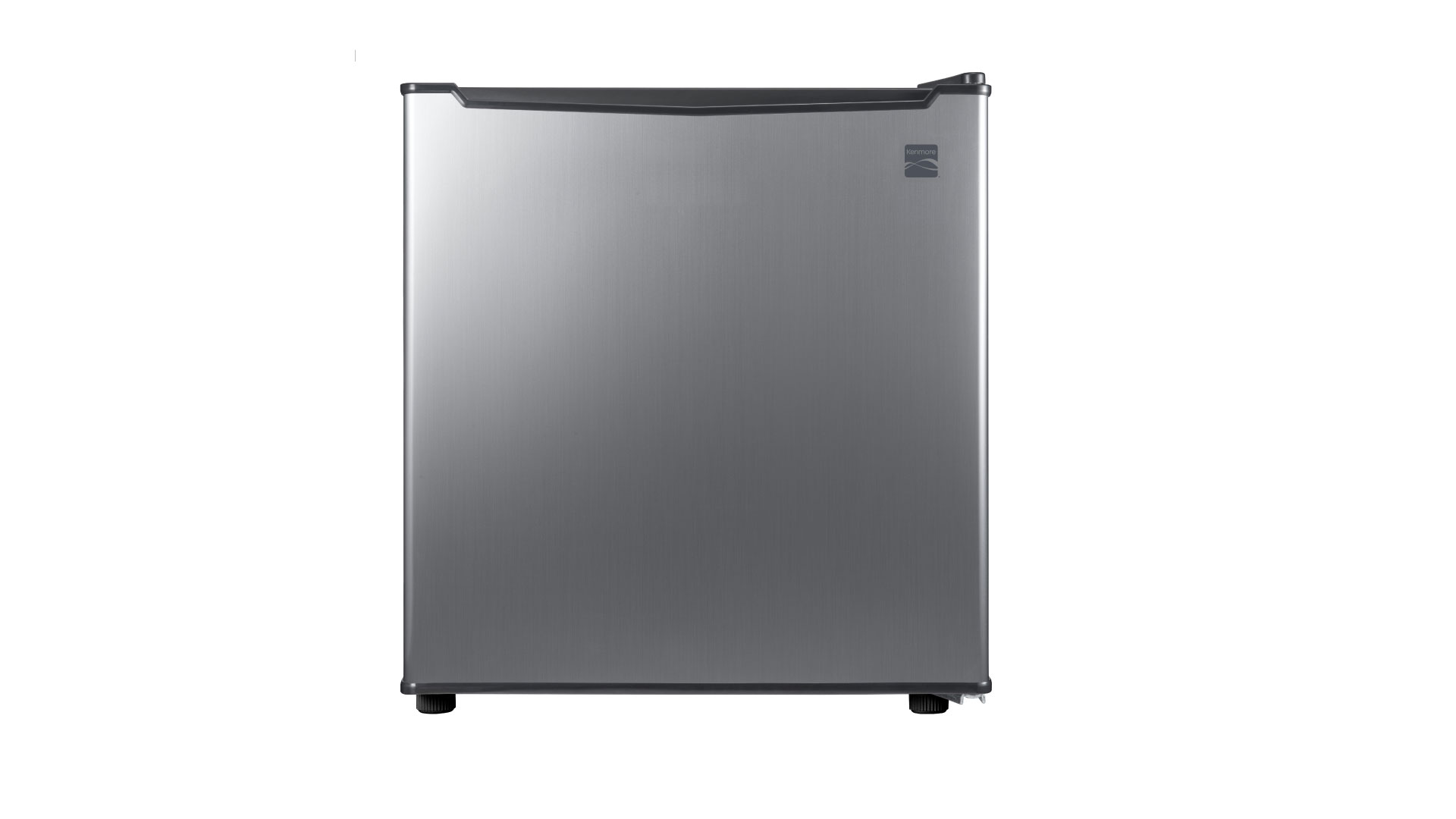 Kenmore 1.7 cubic foot fridge, silver, side picture.