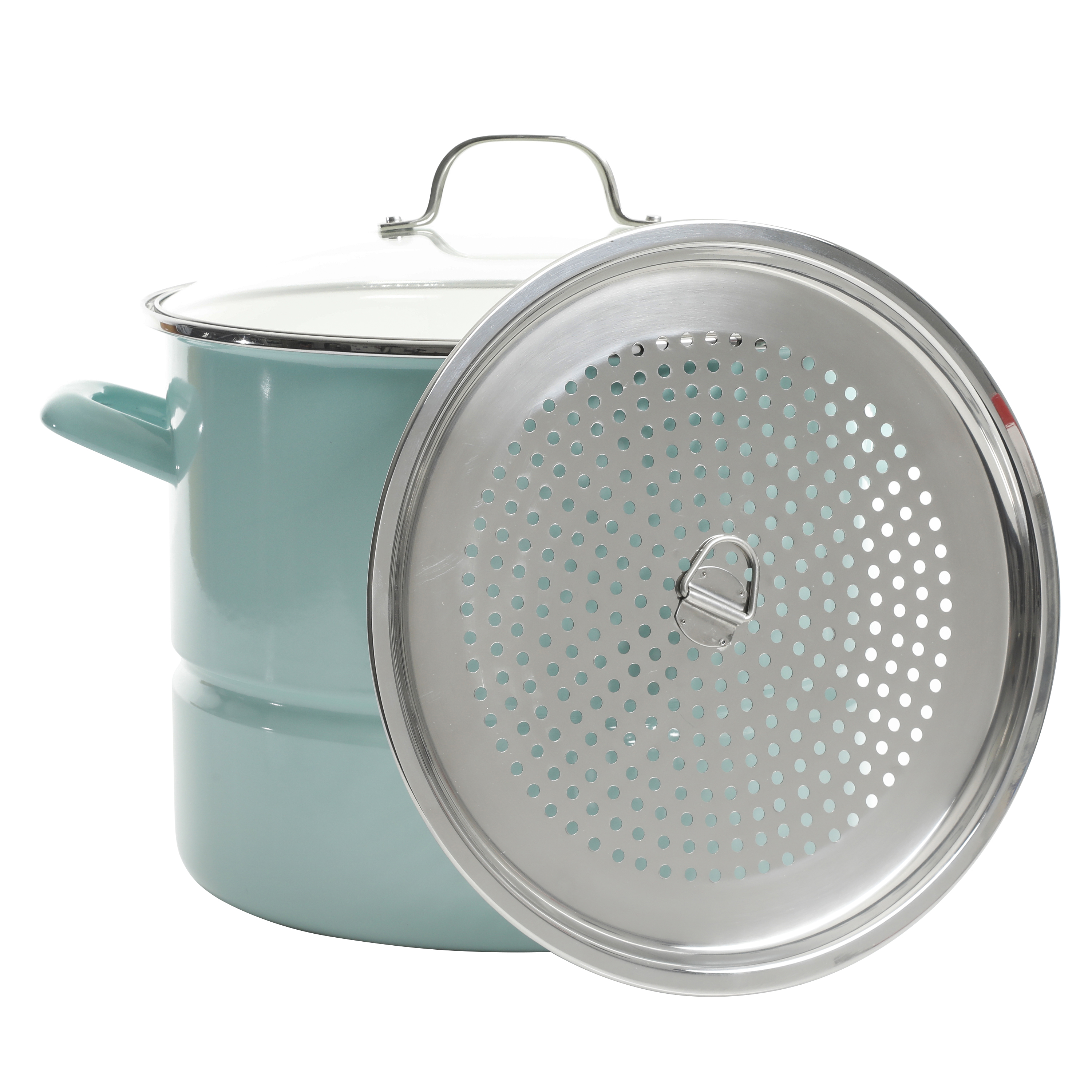 Kenmore Broadway Steamer Stock Pot with Insert and Lid, 16-Quart, Glacier Blue